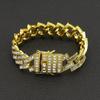 Acessórios de pulseira cubana com diamantes quadrados e totalmente cravejados para homens de hip hop europeu e americano, joias exageradas para boate feminina, disco, hip hop, comércio exterior transfronteiriço