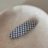 Pinza para el pelo ovalada de tela a cuadros florales estilo coreano, pinza BB simple y linda para flequillo, elegante accesorio para el cabello