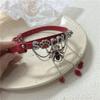 Estilo Especiaria Gótico Couro Vermelho Aranha Borla Gola Gargantilha Anel de Pescoço Colar Abi Acessórios