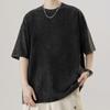 Camiseta Pesada de 230g para Hombre, Algodón Puro, Lavado Vintage, Corte Holgado, Mangas Cortas Desgastadas, Artículo Popular Transfronterizo, En Stock, Estilo Urbano