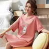 Pijama Popular de Verão Feminino, Camisola Fofa de Manga Curta, Saia Midi de Desenho Animado de Tamanho Grande de Verão Fina, Roupa de Casa Que Pode Ser Usada Fora