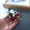 Kit de Material DIY Broche Pinça de Planta de Natal Frutas Secas Pinha Flor Seca para Atividades de Salão e Artesanato de Jardim de Infância