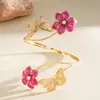 Pulsera de Brazo con Flor de Goteo de Aceite Estilo Metal Europeo y Americano, Pulsera de Moda y Dulce, Joyería de Gama Alta de Nicho