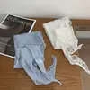 Bufanda de Seda Azul con Adorno de Encaje de Amor para Mujer, Pañuelo Triangular para la Cabeza de Verano con Bordes Volantes, Bufanda Larga para el Cuello para Fotos, Bufanda Delgada