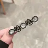 Grampo de Cabelo Elegante com Pérolas para Mulheres, Presilha de Metal com Laço Preto, Presilha Lateral de Alto Padrão, Presilha para Franja, Simples Presilha Bico de Pato