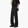 Pantalones de pierna recta ligeramente acampanados de verano, de ajuste limpio, para calle alta americana, pantalones casuales negros finos, unisex