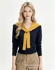Suéter de punto tipo chal de bloques de color para mujer, nueva colección otoño/invierno, suave y cómodo, diseño ajustado, elegante y favorecedor, perfecto como capa interior o suéter