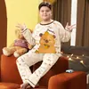 Pijama Infantil Masculino Primavera e Outono Conjunto de Algodão Puro Manga Longa para Crianças Fortinhas, Conjunto de Roupa Íntima Térmica Masculina