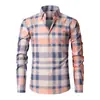 Camisa de cuadros superelástica transfronteriza para hombre, de alta gama, estilo business casual, hecha a medida, de manga larga, talla grande para hombre