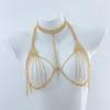 Accesorios de Cadena para el Pecho con Diamantes Brillantes de Venta Caliente Transfronteriza, Cadena de Sujetador de Pedrería a la Moda, Cadena Corporal Sexy de Bikini para Club Nocturno, Encanto Femenino