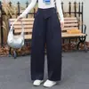 Calça balloon coreana de cintura alta estilo preguiçoso para mulheres, novidade outono 2026, solta, modeladora, fluida, casual, calça pantalona com barra curva