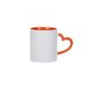 Taza de cerámica en blanco con asa en forma de corazón, con pared interior recubierta de color, con transferencia térmica, regalo creativo, venta al por mayor