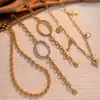 Collares y Pulseras Europeos y Americanos de Acero Inoxidable, Joyería de Estilo Cadena de Empalme de Lujo Ligero y Gama Alta, Acero de Titanio Chapado en Oro de 18 Quilates Que No Se Desvanece