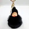 Llavero de Muñeca Durmiente Linda de Imitación de Piel de Conejo Rex Hecha por el Fabricante Colgante de Bola de Pelo para Bolso de Bebé Niña Durmiente Linda Regalo
