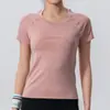 Camiseta deportiva sin costuras de manga corta para yoga, fitness, running, secado rápido, corte ajustado, transpirable, para entrenamiento al aire libre, para mujer
