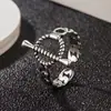 Anillo de hebilla Tot giro retro hacer viejo Plata tailandesa Anillo abierto para mujer joyería punto una generación de personalidad creador de tendencias