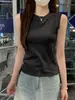 Camiseta sin mangas de alta elasticidad con espalda cruzada y tirantes anchos para cubrir los laterales del busto, Top corto ajustado a la cintura para el transporte de verano, Camiseta básica para mujer