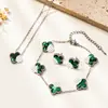 Trevo de Quatro Folhas Transfronteiriço Conjunto Colorido de Aço Inoxidável Colar Pulseira Brincos Aço Titânio Conjunto de Joias Conserva Cor Que Não Desbota