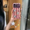 Capa com Listras e Glitter de Estrela para iPhone 18 Pro Max Cordão Apple 17 16 Pro Coreana 15 P À Prova de Queda