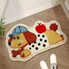 Alfombra Absorbente de Baño Tejida de Lana Sintética Alfombra de Piso de Dibujos Animados Felpudo de Baño Felpudo de Prueba de Baño Alfombra Antideslizante para Puerta