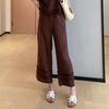 Conjunto Chic y a la Moda de Estilo Francés: Top sin Mangas de Lino Tencel con Caída + Pantalones Cropped Rectos de Pierna Ancha