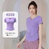 Conjunto de Yoga de Verano Personalizado con Cuello en V y Mangas Cortas, Pantalones Cortos para Mujer, OEM, Simple, Secado Rápido, Top de Fitness, Malla para Correr, Personalizado