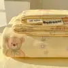 Sábana de Algodón Puro Minimalista Clase A para Dormitorio Color Sólido Algodón Lavado Gasa de Doble Capa Almohadilla Gruesa para Dormir Funda de Almohada de una Pieza