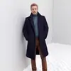 Nuevo Abrigo de Lana para Hombre para Comercio Exterior Transfronterizo, Estilo Coreano, Longitud Media, Color Sólido, de un Solo Botón, Abrigo Cálido para Jóvenes