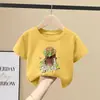 Camiseta Casual de Algodón de Manga Corta Suelta Estilo Coreano para Niñas Verano Nuevo Estilo Camisetas con Estampado de Dibujos Animados para Niños Tallas Mediana y Grande