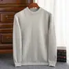 Suéter Avanzado de Cachemir de Montaña para Otoño e Invierno, Suéter Doble Espesor Rayado de Cuello Redondo para Hombre, Camisa Base Casual de Color Sólido