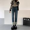 Cuerpo con forma de pera Jeans Rectos Arrugados para Mujer Primavera talla extra chica gordita Adelgazantes Retro Cintura Alta Pantalones Cigarrillo Nueve Puntos