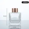 Botella Cuadrada de Vidrio para Aromaterapia, Difusor de Aroma sin Llama con Varillas de Ratán, Botella Vacía de Fragancia para Uso Doméstico, Botella Difusora de Aroma, Botella Recargable
