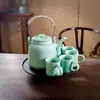 Tetera Artesanal Original de Esmalte Mineral Verde Ciruela con Asa, Olla para Preparar Té Doméstica de Gran Capacidad con Filtro, Juego de Té Estilo Retro Japonés