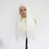 Peluca con encaje frontal blanca para mujer, cabello largo y liso con raya en medio, peluca elegante para toda la cabeza hecha de fibra sintética de alta temperatura