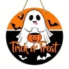 Decorações de Casa Transfronteiriças Halloween Artesanato em Madeira Disco Fantasma Decorativo Luminoso Pingente de Placa de Porta