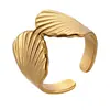 Anillo Abierto Nuevo con Rosca Estilo Europeo y Americano Diseño Creativo Elegante Gama Alta Acero de Titanio Chapado en Oro de 18K Anillo de Joyería