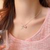 Colar de laço francês, colar de pérolas de luxo com pó de coração de menina gentil, colar de luar branco doce, corrente de clavícula