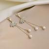 Pendientes retro de perlas francesas diseño femenino pendientes temperamento socialité 2025 nueva tendencia pendientes explosión venta al por mayor