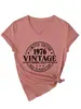 Edición Limitada 1976 Amazon Wish Sitio Independiente Casual Sencillo Camiseta de Manga Corta con Cuello en V para Mujer