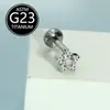 Brincos de Liga de Titânio F136 Estrela Doce de Cinco Pontas com Zircônia Mini Tarraxas para Orelha Lábio Piercings Corporais Joias