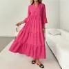 En stock AliExpress Primavera y Otoño Vestido Largo Francés de Cuello en V Ceñido a la Cintura, Vestido Elegante de Manga Larga Estilo Europeo y Americano, Nuevo Modelo 2026