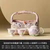 Juego de Té de Viaje de Cerámica Morado Degradado de Fábrica Tetera Tallada en Relieve de Clavel Juego de Tazas de Té Equipo Portátil para Hacer Té de Camping