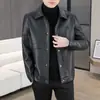 Nueva Chaqueta de Cuero para Hombre Otoño/Invierno 2026 con Solapa, Auténtico Abrigo de Piel Suave Business Casual para Hombres Jóvenes y de Mediana Edad, Versátil