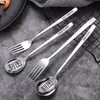 Juego de cubiertos grabados, acero inoxidable 316, cuchara y tenedor estilo coreano, cuchara sopera de mango largo para el hogar, juego de cuchara y tenedor para mezclar arroz de grado alimenticio