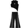 Conjunto de Danza Jazz para Niñas de Verano, Conjunto de Top de Manga Corta y Pantalones Largos Acampanados, Modelo de Jazz, Atuendo de Moda para Pasarela
