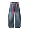 Jeans Retro Americanos con Cordones, Unisex, Relajados, Sueltos, de Pierna Ancha, Pantalones Largos de Verano Estilo Callejero para Hombre y Mujer