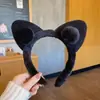 Faixa de cabeça fofa com orelhas de panda para lavar o rosto, faixa de cabeça de pelúcia de desenho animado com coroa alta para mulheres, faixa para maquiagem e lavar o cabelo, acessório de cabelo