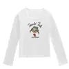 Camiseta blanca de manga larga con cuello en U para mujer, nuevo estilo primavera y otoño, estampado de pato de dibujos animados, corte ajustado, top versátil para mujer