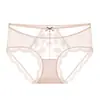 Tanga sexy de mujer con empalme de encaje, cintura media, ajustado a la cadera, fuelle de algodón, transpirable, cómodo, malla semitransparente, lencería erótica