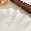 Collar Sencillo Hueco de Flor Estilo Coreano para Mujer, Versátil Cadena para Clavícula Ajustable con Perlas Estilo Ins, Accesorio de Joyería
